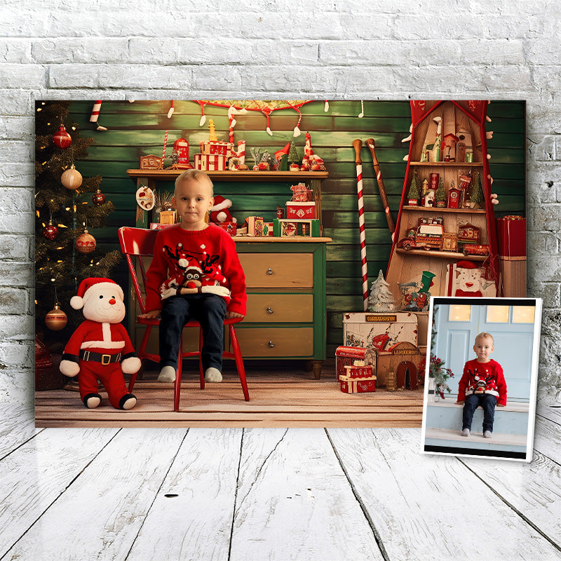 Personalisierte Leinwand Die Werkstatt des Weihnachtsmanns 1