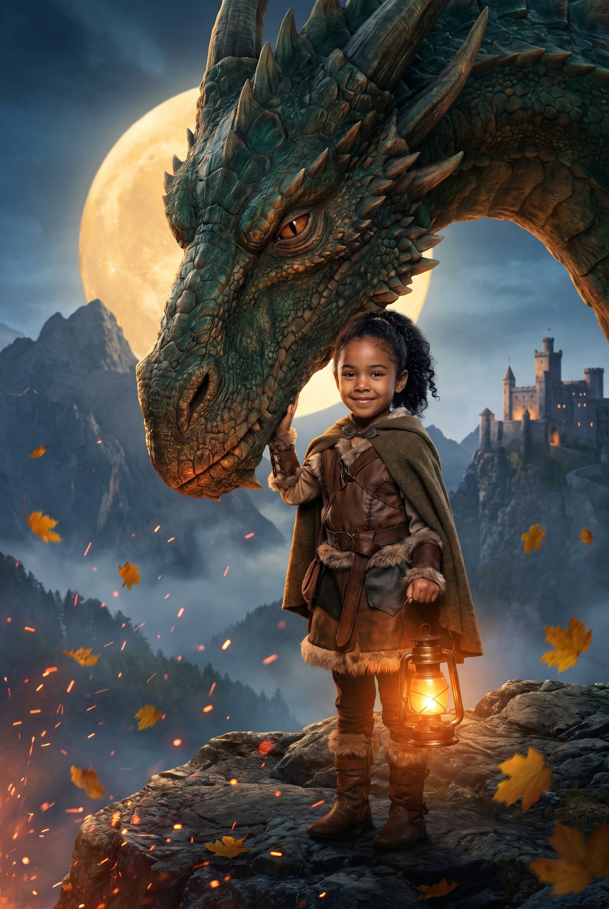 Personalized dragon tamer artwork shown on canvas