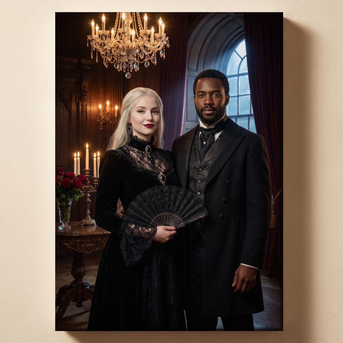 Personalized gothic glamour portrait shown on canvas