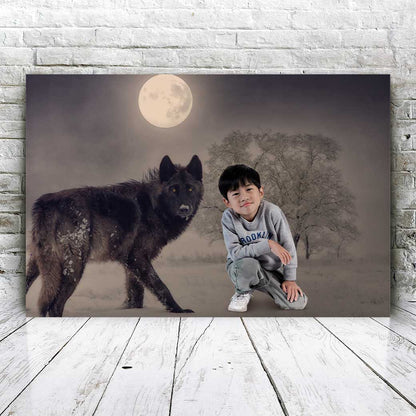 Wolf bei Mondschein